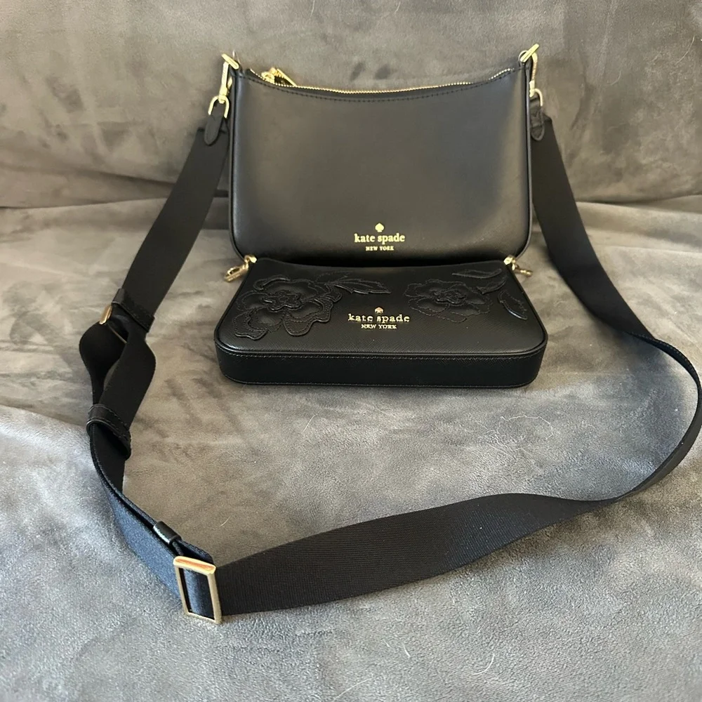 Kate Spade Black Crossbody Bag with Gold Accents